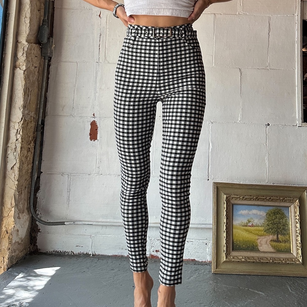 Before You black and white gingham cigarette pants